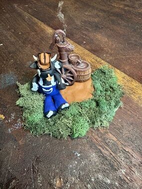 Handmade Mr  COWboy Figurine on Mossy Base